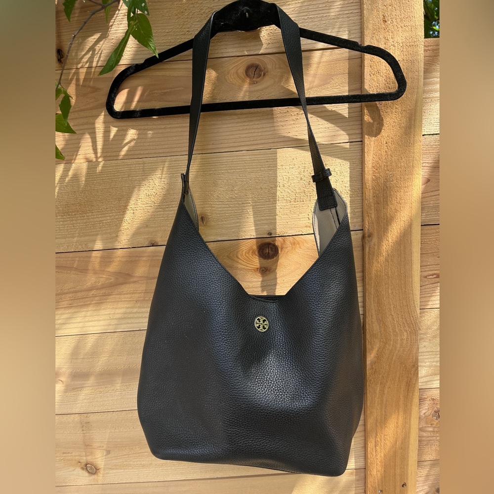 Black Tory Burch Black Pebble Tote